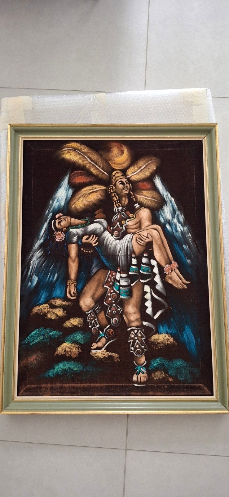 Mexicaans fluweelschilderij van het jaar 1950, Ophalen, Doek, Portret of Personen, Handgeschilderd