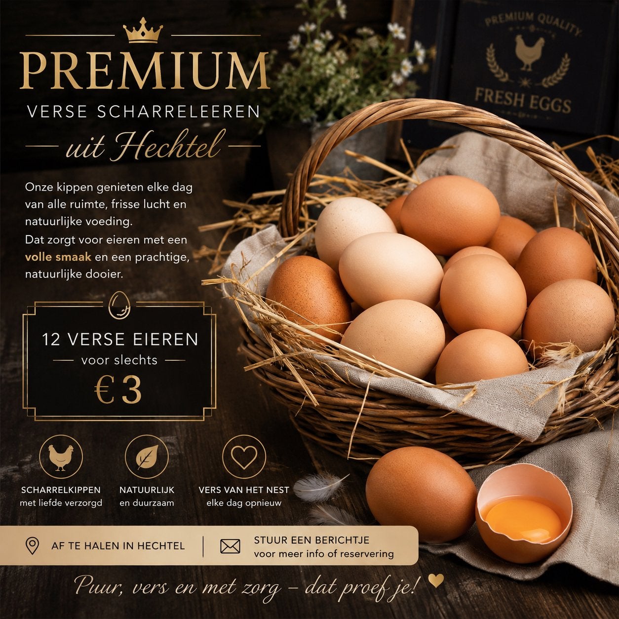 Premium verse scharreleieren uit Hechtel, Ophalen