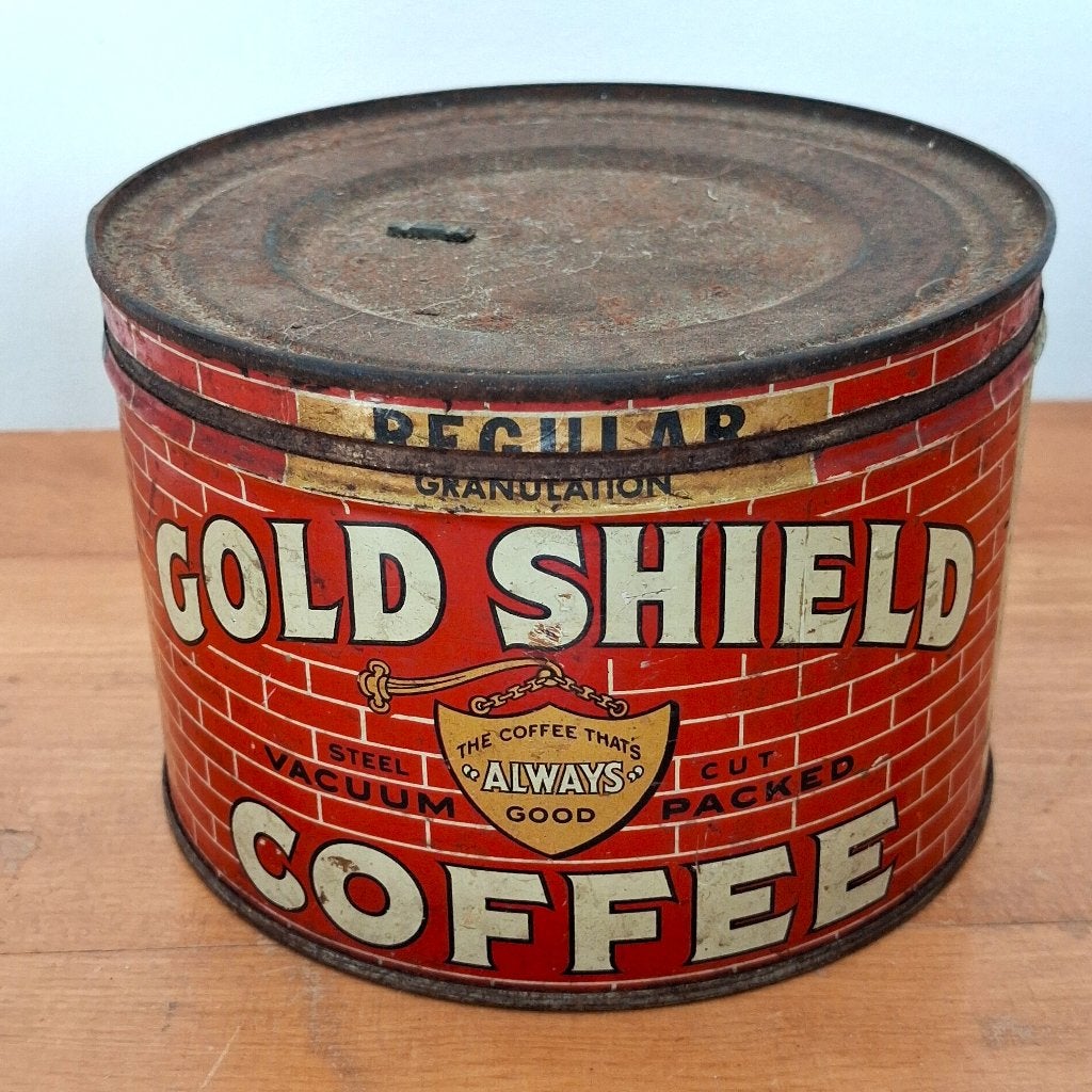 Boîte à café Gold Shield des années 1940, Collections, Enlèvement ou Envoi, Utilisé