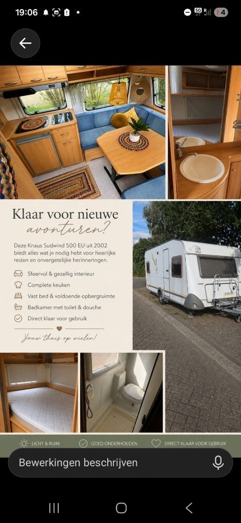 Caravane Knaus 450 avec déménageur et auvent, Jusqu'à 4, 6 à 7 mètres, Coin salon convertible, Particulier