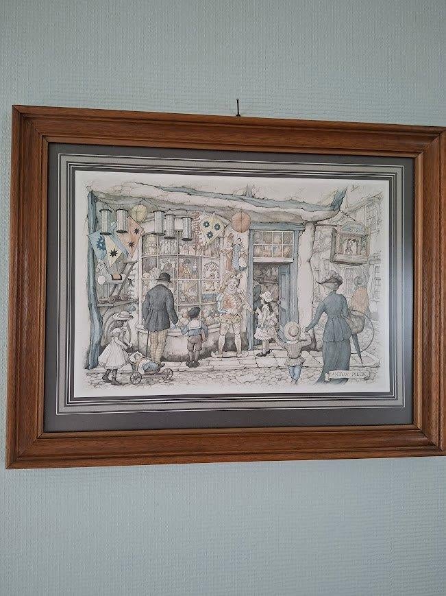 Anton Pieck ingelijste prent, Ophalen, Zo goed als nieuw, Overige onderwerpen, Prent