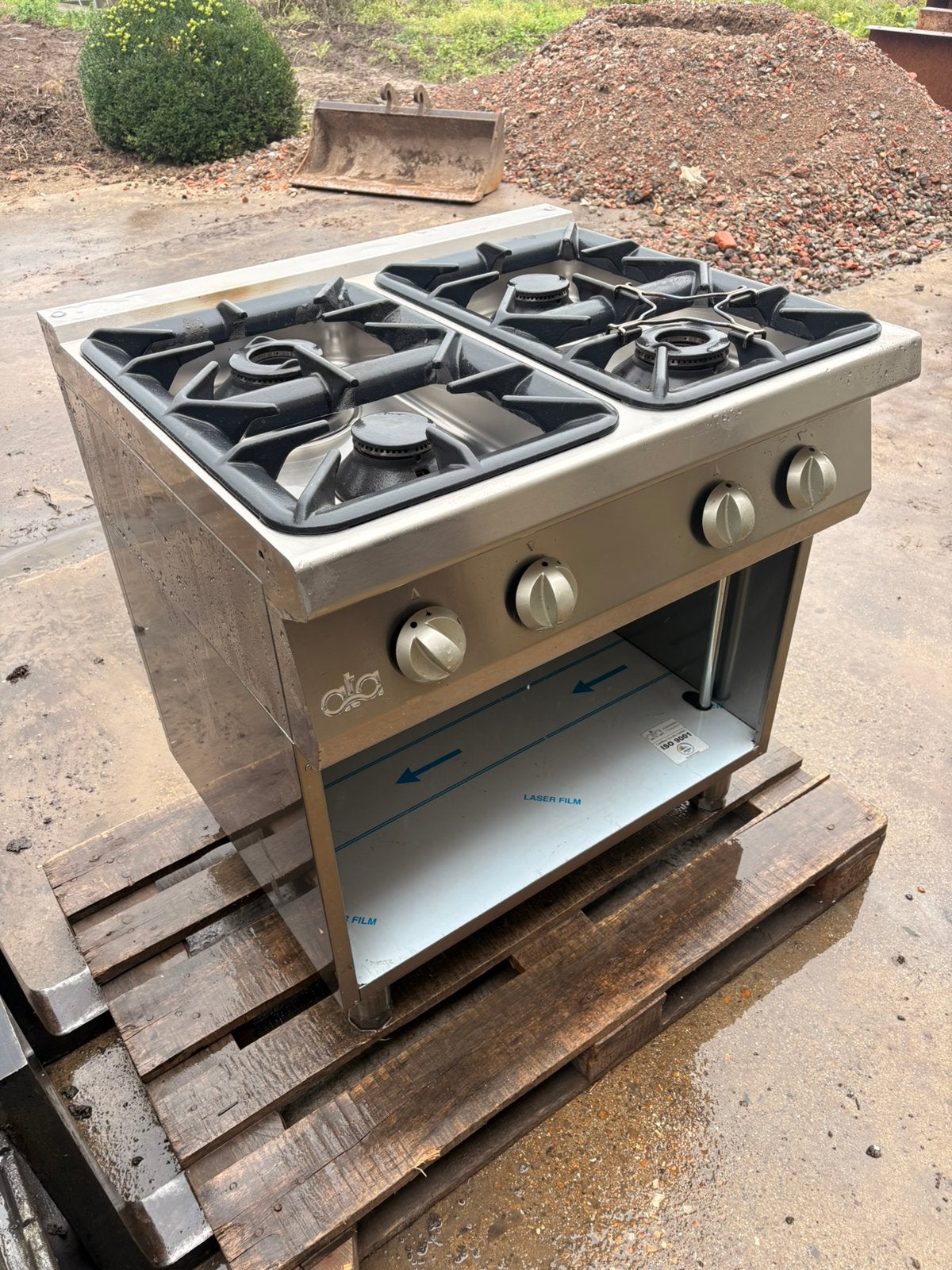 Professioneel inox gasfornuis - 4 branders, Ophalen, Gebruikt, Fornuis, Frituur en Grillen