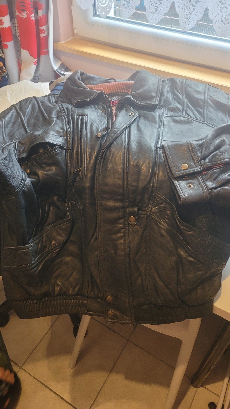 Lederen motorjack voor heren in grote maten, Kleding | Heren, Jassen | Zomer, Ophalen, Zwart, Maat 56/58 (XL), Zo goed als nieuw