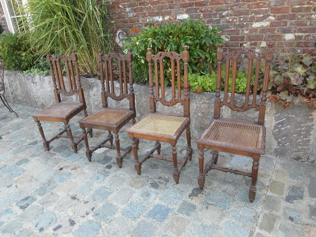 4 chaises anciennes sièges en osier antiquité chaise, Enlèvement