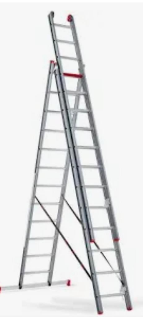 Aluminium ladder 3 x 12 treden, Doe-het-zelf en Bouw, Ladders en Trappen, Ophalen, Ladder