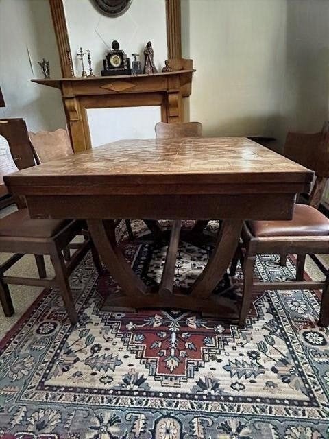 Antieke tafel met 6 stoelen, Antiek en Kunst, Antiek | Meubels | Tafels, Ophalen