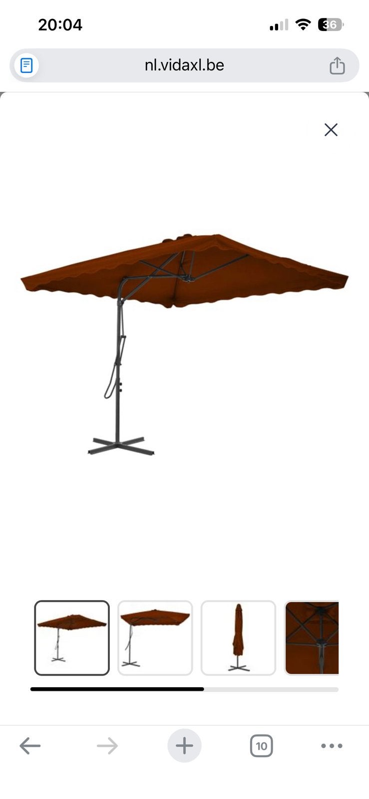 Parasol + voet + waterdichte hoes, Ophalen, Zo goed als nieuw