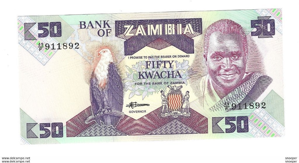 zambia 50 kwacha 1986-88 28 unc, Postzegels en Munten, Bankbiljetten | Afrika, Verzenden, Zambia, Los biljet