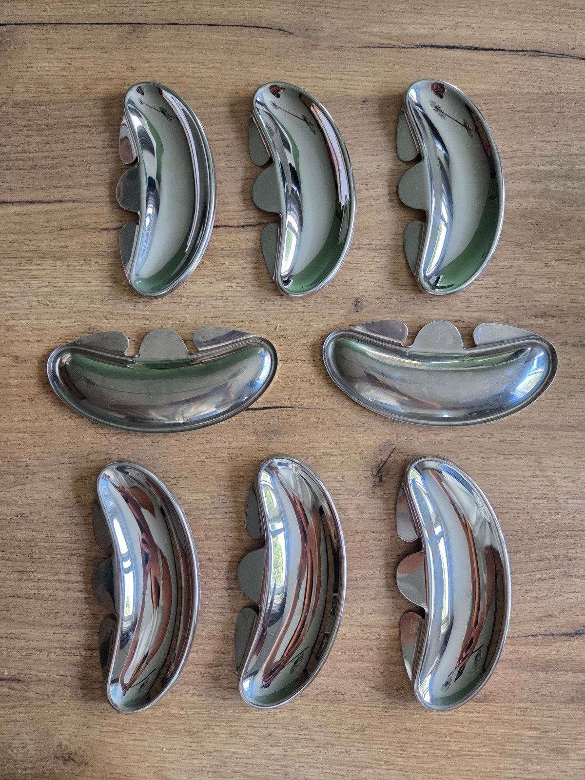 8x EffePi3 visgratenbakje RVS 18/10 Italië – vintage, Huis en Inrichting, Keuken | Servies, Gebruikt, Overige merken, Overige typen