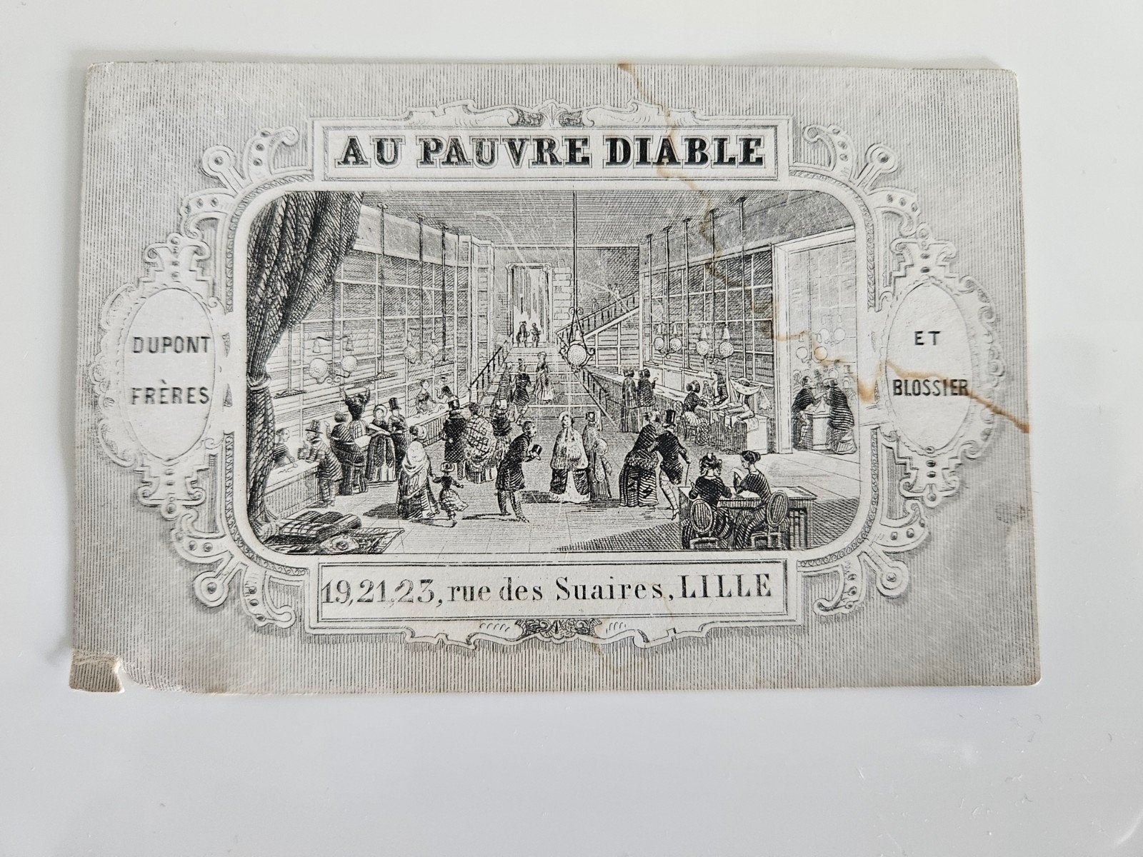 Porseleinkaart Lille Rijssel 19de eeuw, Ophalen of Verzenden