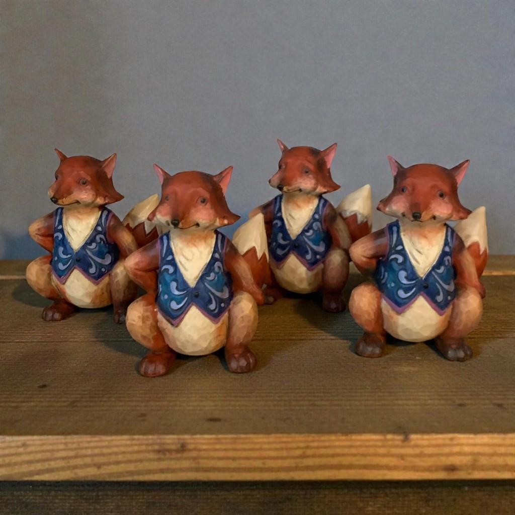 Jim Shore Mini Fox – Lot de 4 figurines renards neuves, Enlèvement ou Envoi, Neuf, Animal