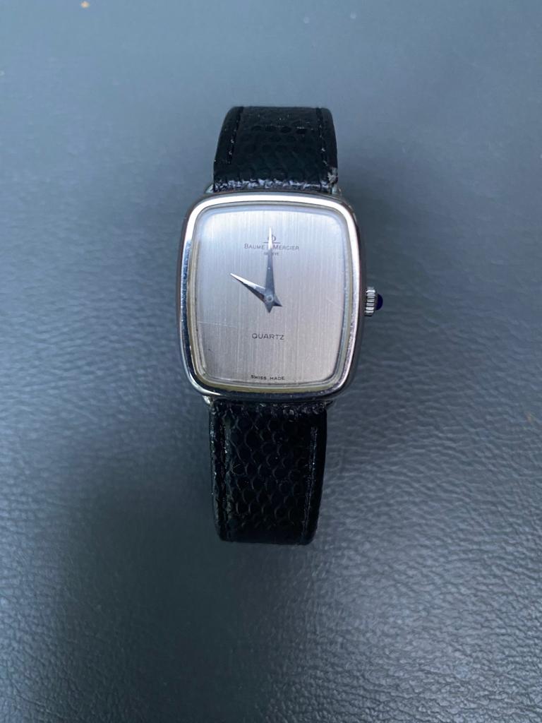 Baume & Mercier vintage damesuurwerk jaren 80 – werkt niet, Montre-bracelet, Cuir, Acier, Enlèvement