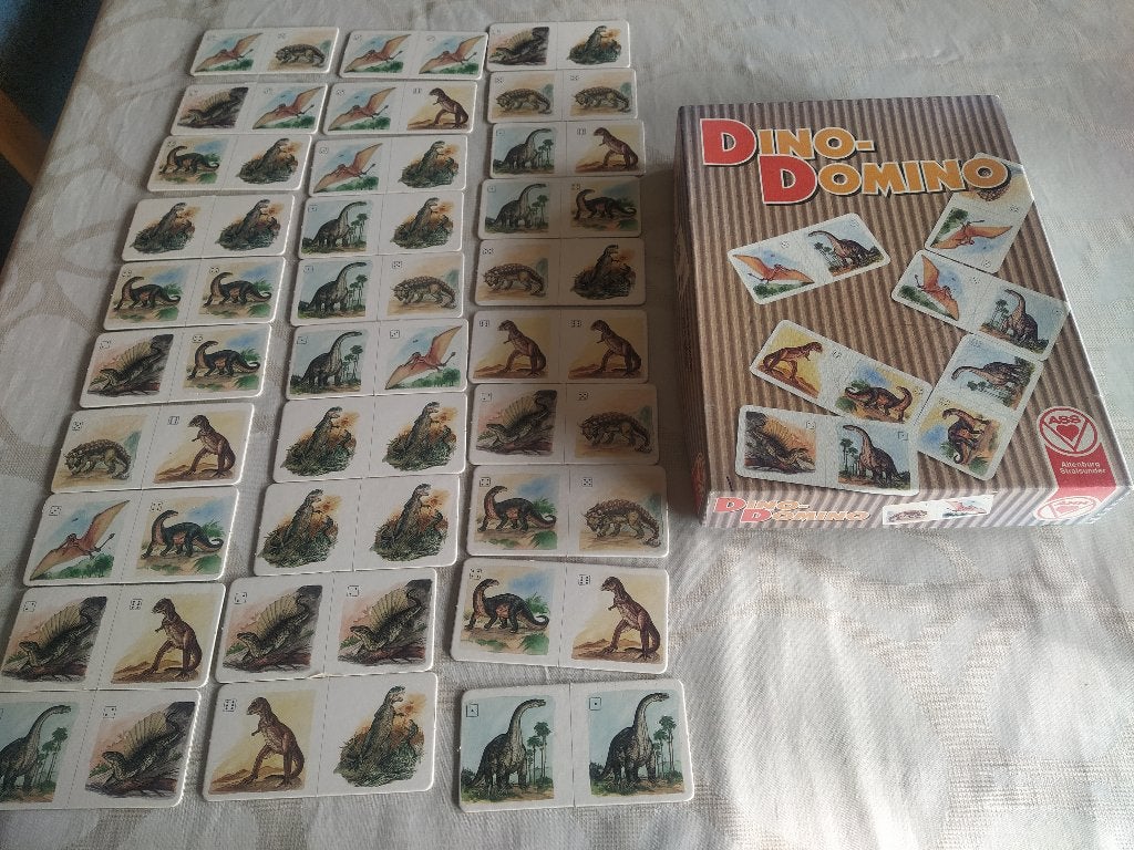 gezelschapsspel Dino Domino vanaf 4 jaar, Ophalen of Verzenden, Gebruikt