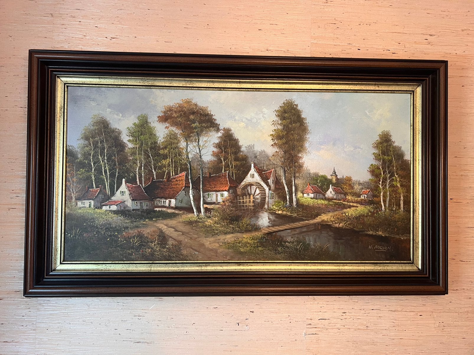 Monumentaal olieverfschilderij N. Moesen  Landschap 140x80cm, Enlèvement, Classique, Paysage, Toile