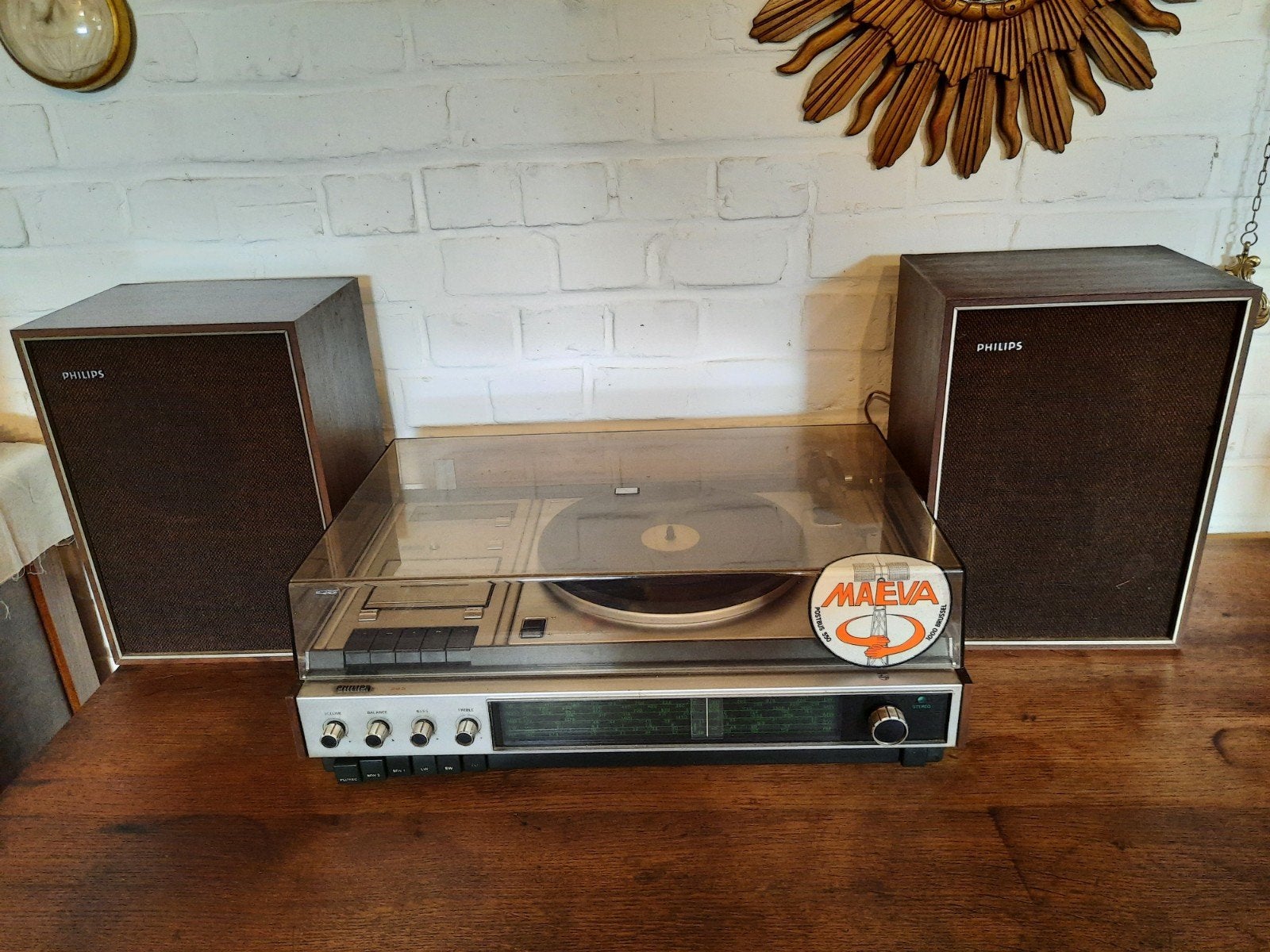 Vintage platenspeler-radio & cassettedeck Philips., Ophalen, Philips