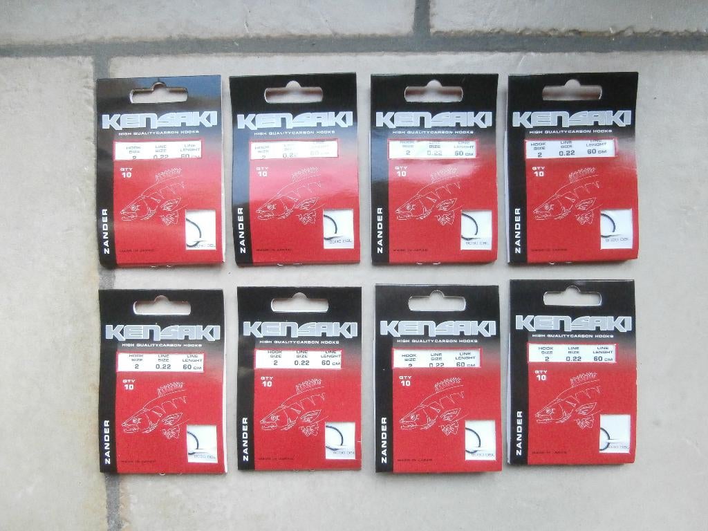 8 Kensaki onderlijnboekjes voor snoekbaars maat 2, Verzenden, Nieuw, Haak