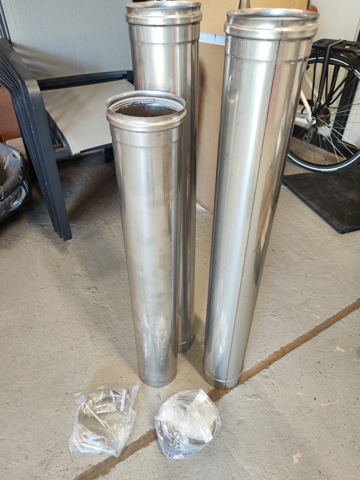 inox schouwbuis 130mm met pakkingen hoge temp/condens, Doe-het-zelf en Bouw, Ophalen, Nieuw, Inox
