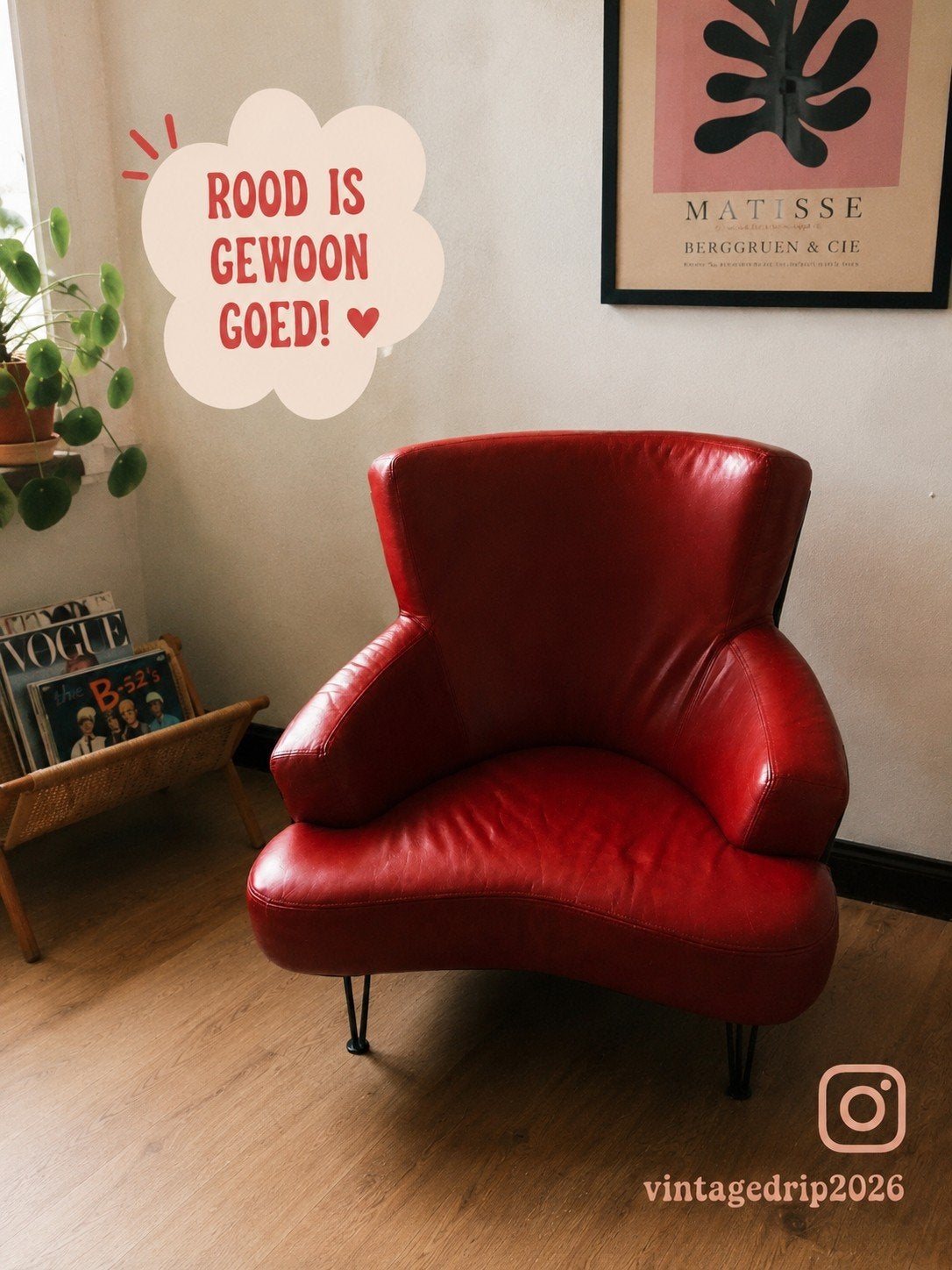 Vintage rode designfauteuil – comfortabele eyecatcher, Ophalen