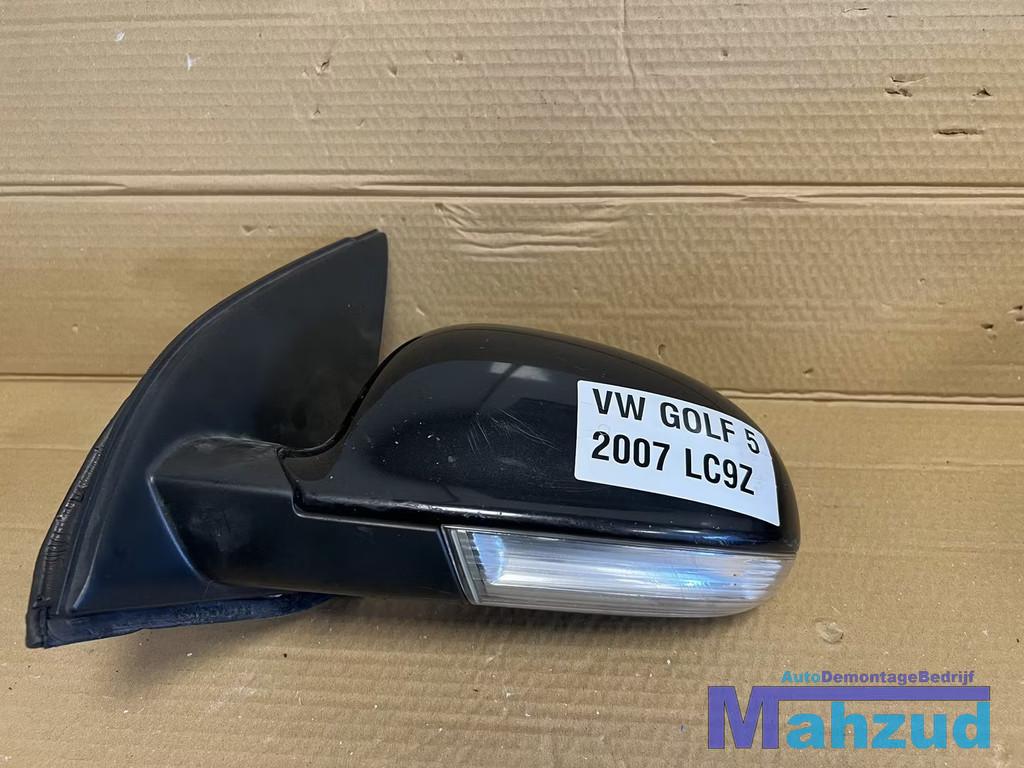 VW GOLF 5 Zwart LC9Z Links Spiegel buitenspiegel 2004-2009, Auto-onderdelen, Spiegels, Volkswagen, Gebruikt