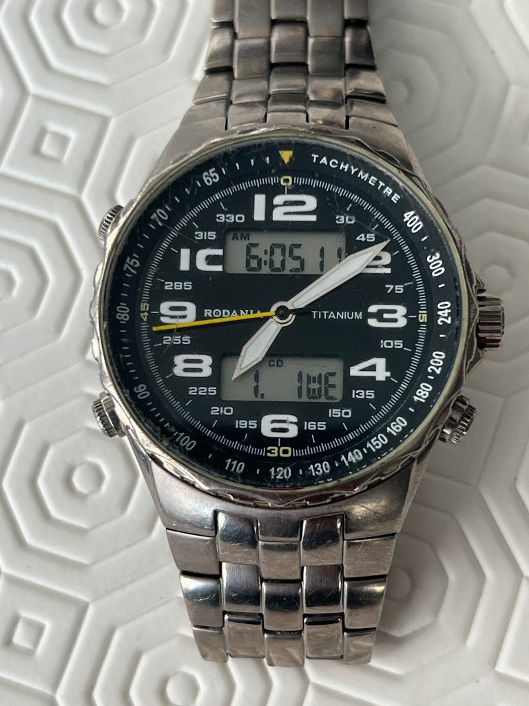 Rodania titanium 3 displays speciaal, Ophalen of Verzenden, Polshorloge, Met bandje