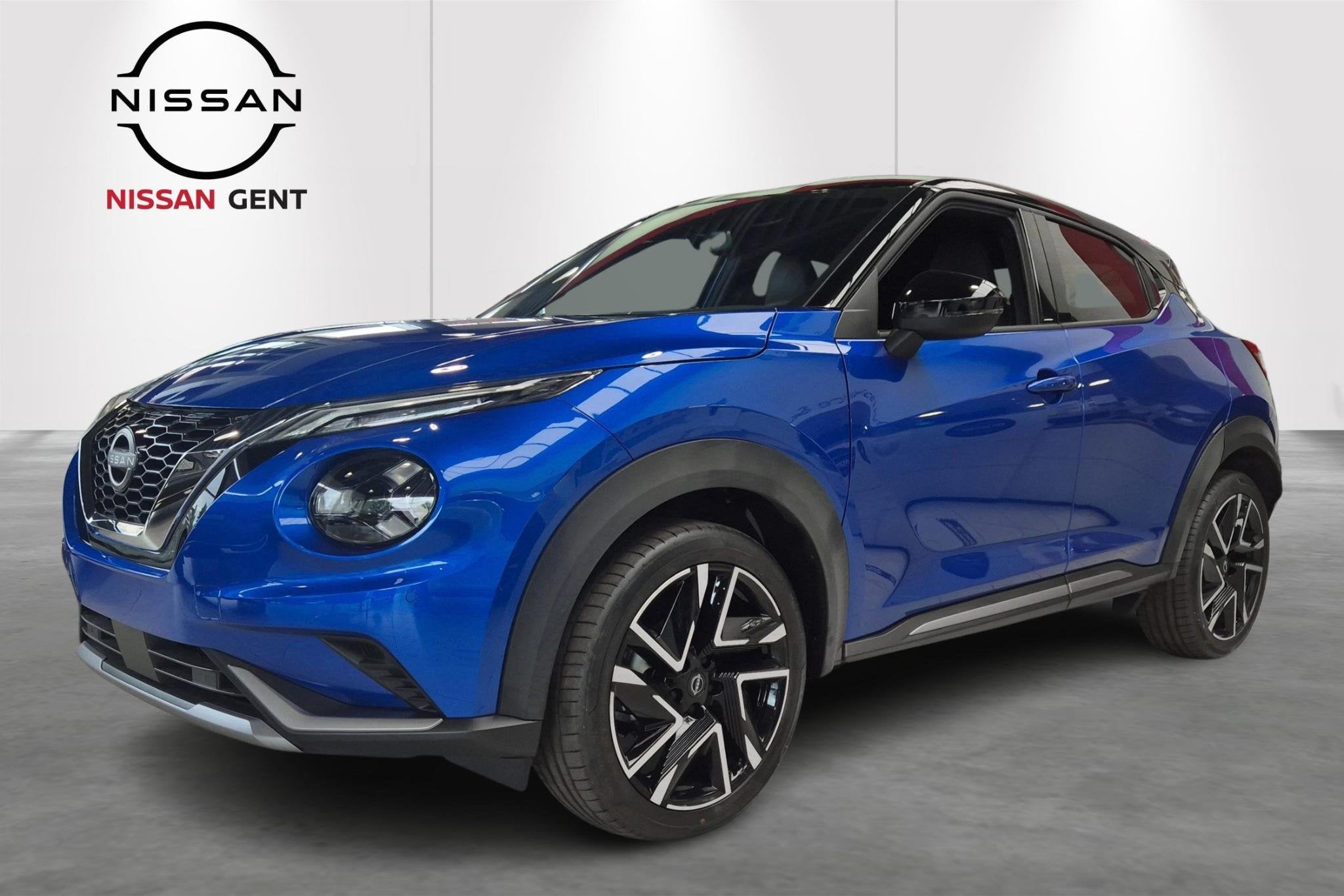 Nissan Juke 1.0 DIG-T 114 DCT N-Design Automaat/Parkeersenso, Auto's, Stof, Zwart, Blauw, 5 zetels