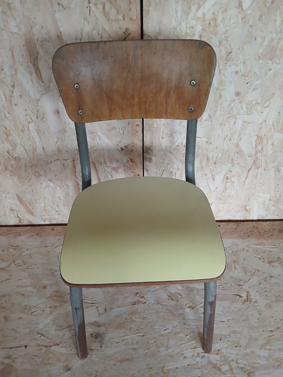 Vintage Tubax schoolstoel 1965,geel geel, Ophalen