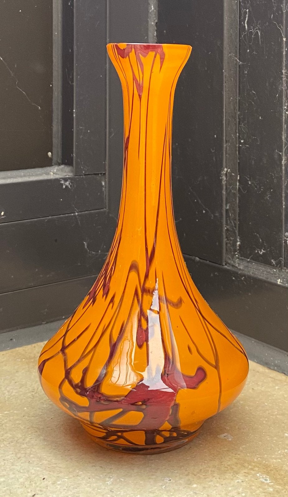 Vaasje ca 15 cm, Ophalen, Oranje, Glas
