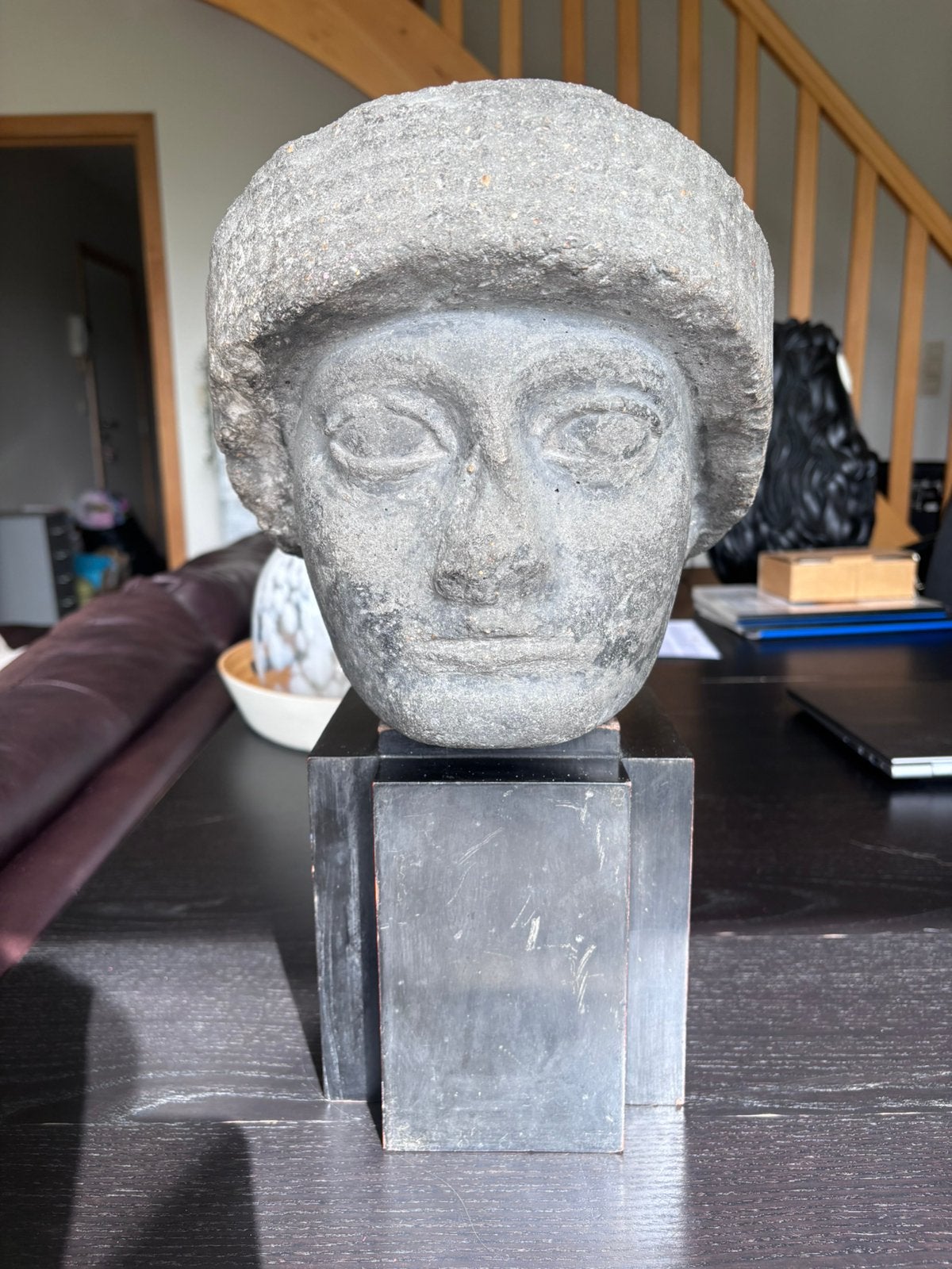 Sculpture Tête Pierre Style Mésopotamien Gudea - 15kg, Antiek en Kunst, Kunst | Beelden en Houtsnijwerken, Buste, Steen of Keramiek