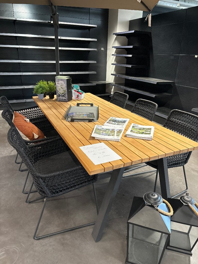 Tuintafel met 6 stoelen (4seasons), Ophalen, Zo goed als nieuw, Rechthoekig, Hout