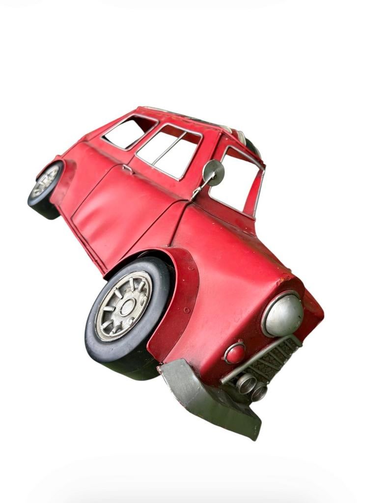 Grote metalen mini cooper wanddecoratie (halve auto), Industriel, Enlèvement, Comme neuf, Rouge