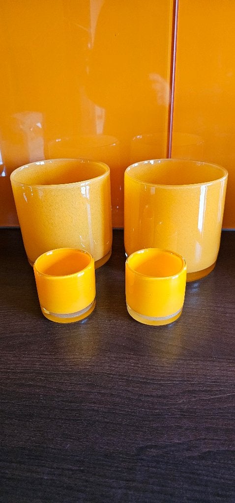 bloempotten glaskunst, oranje, 4 stuks, zgst, 2 maten, Ophalen, Overige materialen, Rond, Binnen