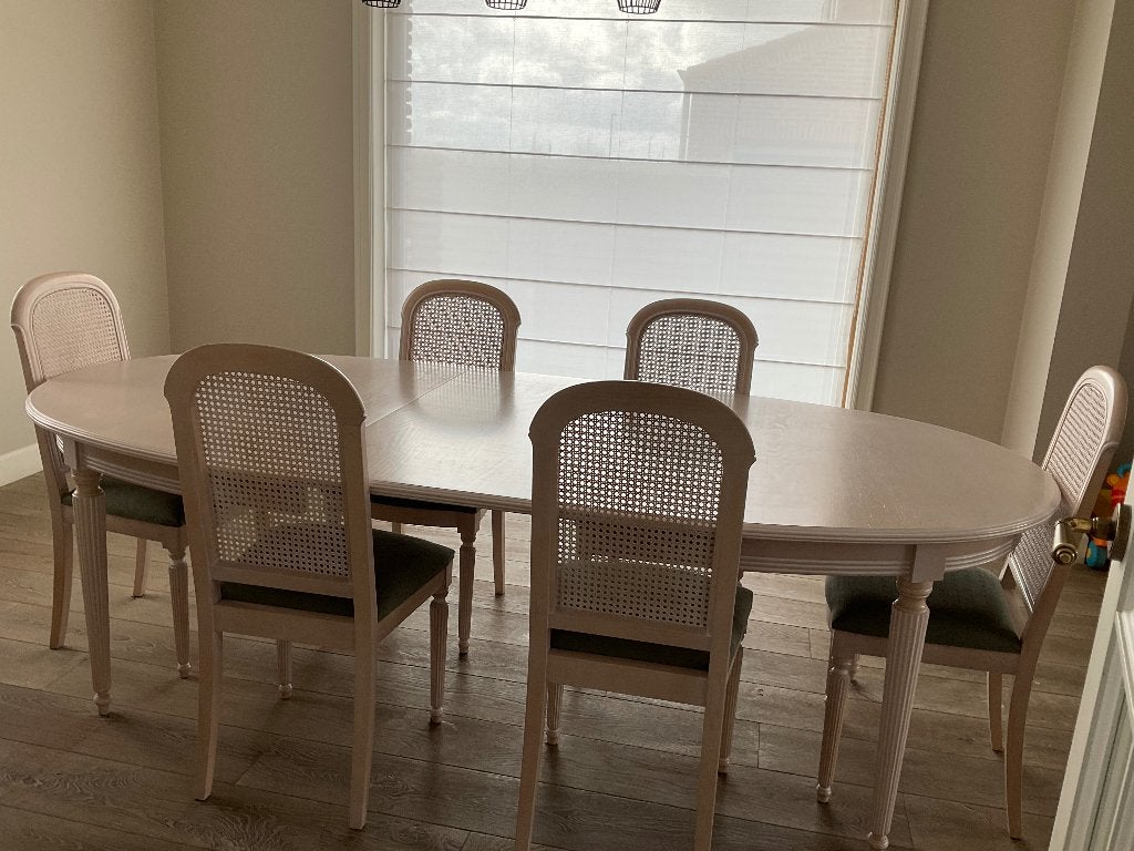 Eettafel met 6 stoelen, dressoir, tv- kast, spiegel, Huis en Inrichting, Complete eetkamers, Gebruikt, 4 tot 6 stoelen, Ophalen
