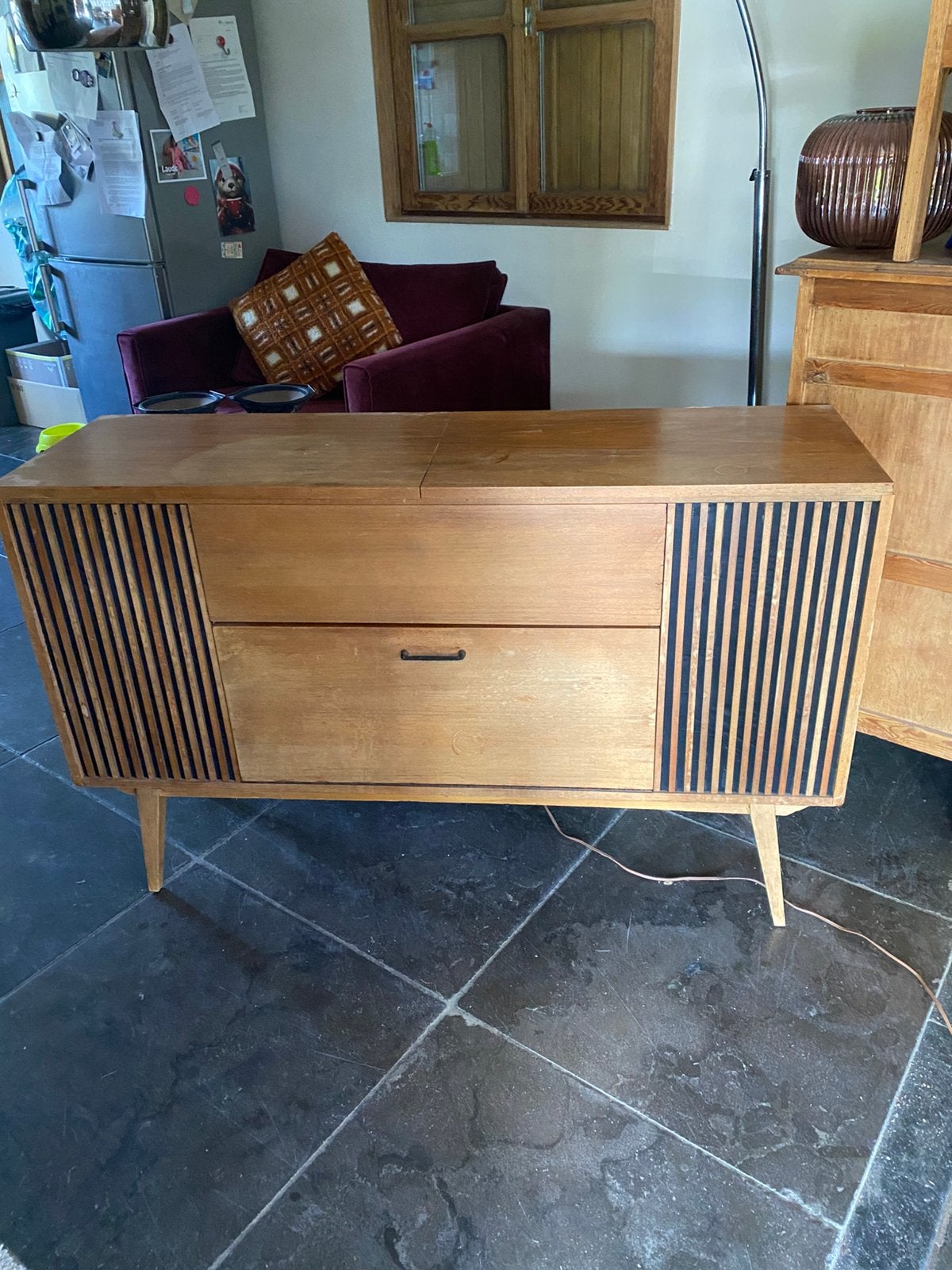 Vintage Siemens radiomeubel / mid-century kast, Ophalen, Gebruikt, Jaren 50' / 60', 25 tot 50 cm