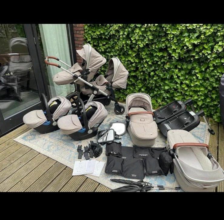Tweeling Kinderwagen set | Twin buggy set - Silvercross Wave, Kinderen en Baby's, Gebruikt, Verstelbare duwstang, Ophalen, Kinderwagen