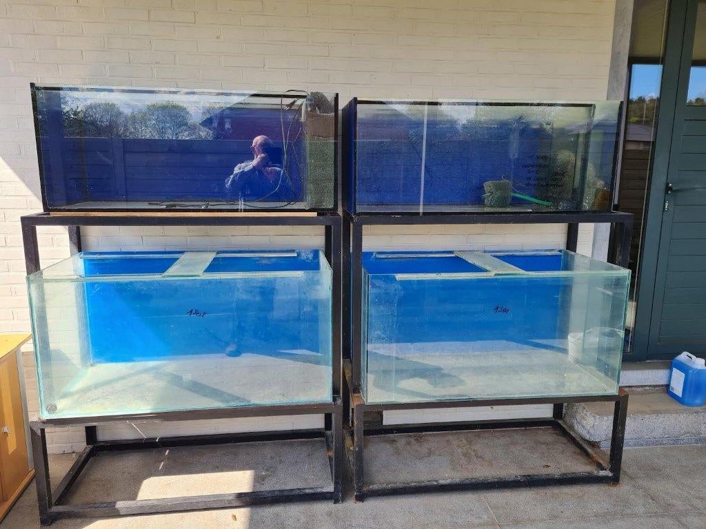Stelling met 2 aquaria, Dieren en Toebehoren, Vissen | Aquaria en Toebehoren, Ophalen, Verwarming, Filter