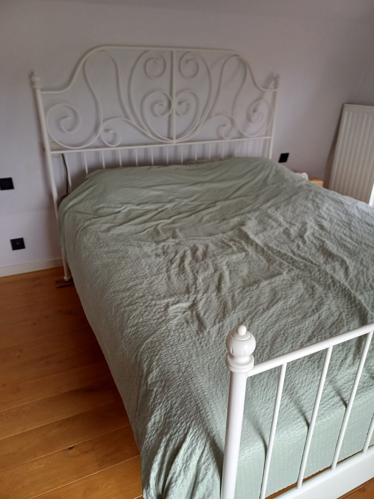 Tweepersoonsbed ijzeren frame wit, Huis en Inrichting, Ophalen