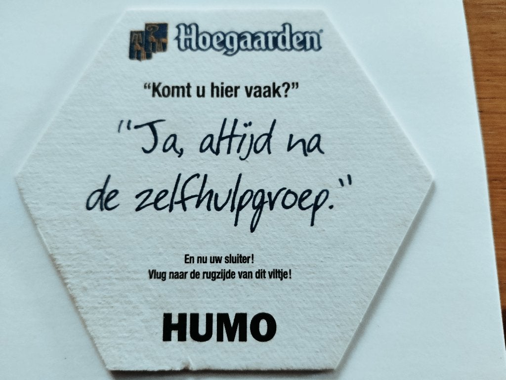 Bierviltje Hoegaarden R/V, Ophalen of Verzenden, Zo goed als nieuw, Viltje(s), Overige merken