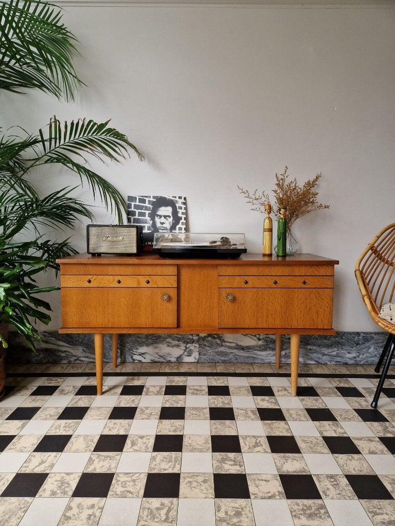 Vintage sixties dressoir | tv-platenspeler meubel | kast, Ophalen, Gebruikt, 100 tot 150 cm, Vintage sixties