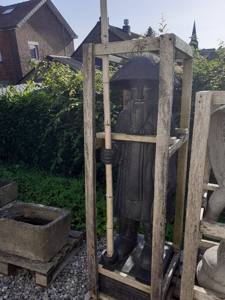 PAYSAN CHINOIS EN PIERRE PATINEE, Enlèvement, Neuf, Pierre, Bouddha