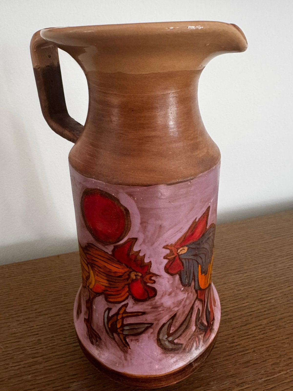 Vallauris Vintage grote keramische kruik/vaas 50 hanen 28 cm, Ophalen of Verzenden