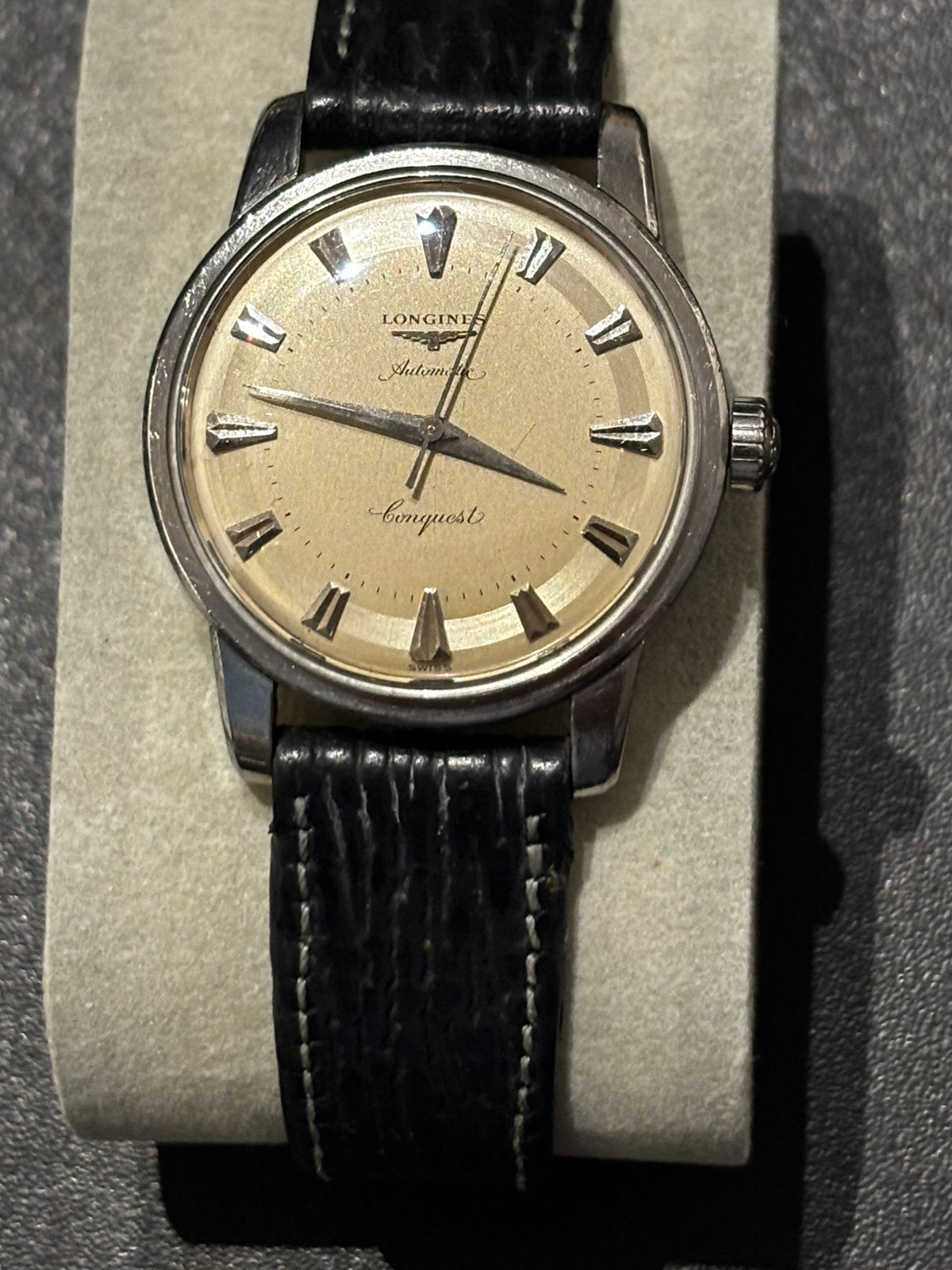 Longines vintage conquest automatique, Bijoux, Sacs & Beauté, Enlèvement ou Envoi, Acier, Montre-bracelet