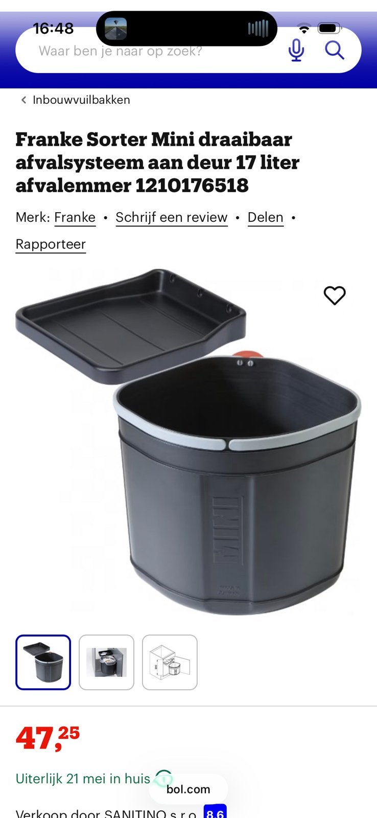 Franke sorter mini, Huis en Inrichting, Woonaccessoires | Prullenbakken, Ophalen, Zo goed als nieuw