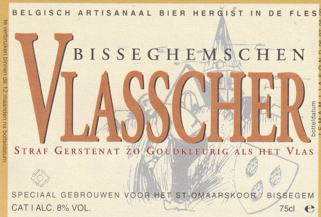 bieretiket Facon : Bisseghemschen Vlasscher, Verzamelen, Verzenden, Gebruikt, Overige typen, Overige merken