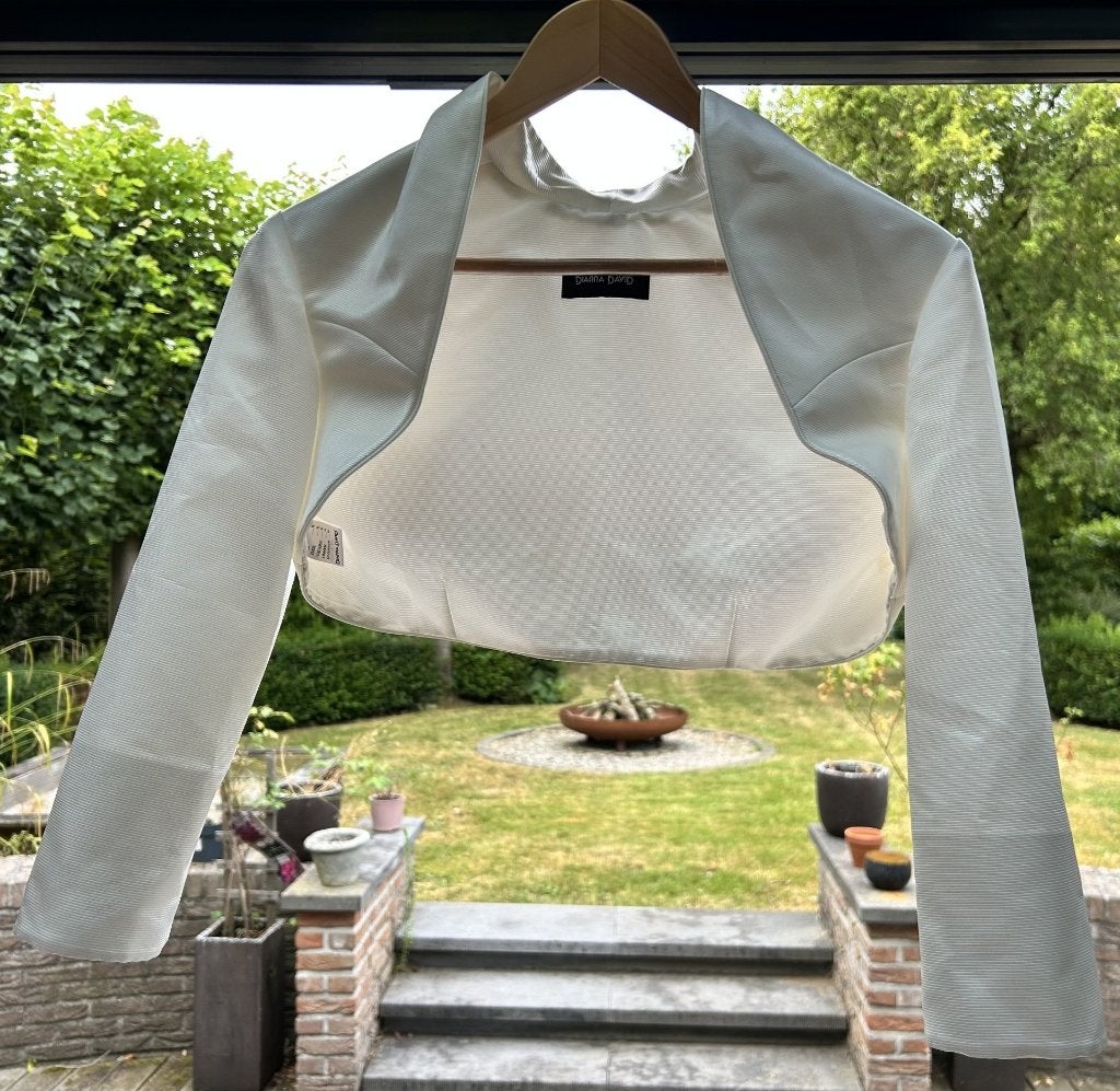 Diana David ivoorwitte satijnachtige bolero, Maat 38/40 (M), Wit, Ophalen of Verzenden, Zo goed als nieuw