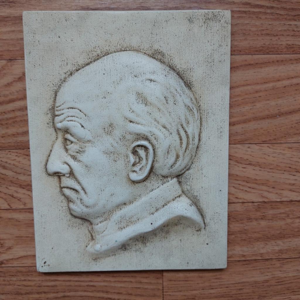 Guido Gezelle : relief (plaaster) 19,50 cm x 25,50 cm, Antiek en Kunst, Ophalen of Verzenden