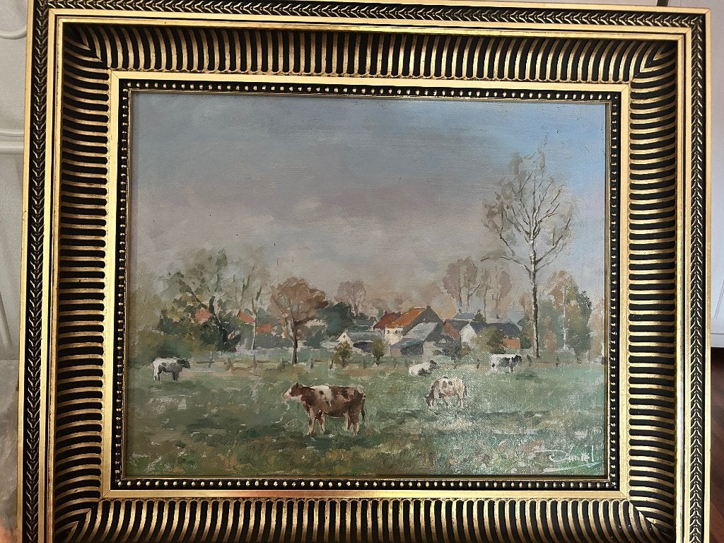 Olieverf Schilderij op doek, Antiquités & Art, Art | Peinture | Classique, Signé, Peinture à l'huile, Paysage, Enlèvement
