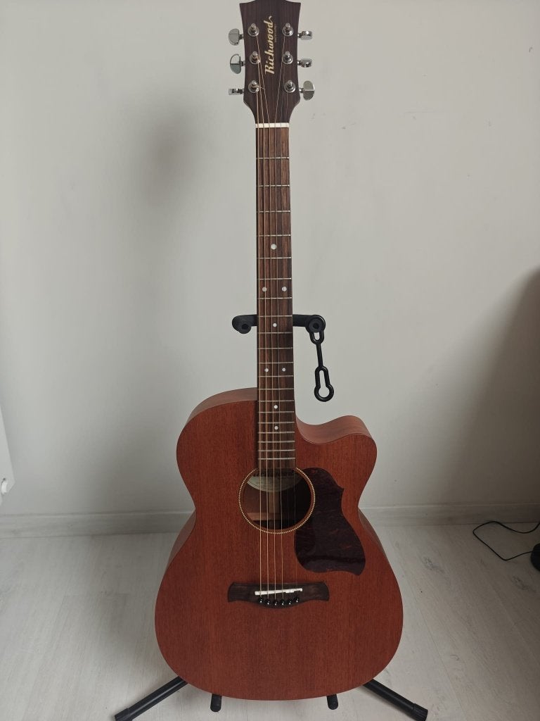 Akoestische gitaar Richwood + gratis koffer en statief, Muziek en Instrumenten, Ophalen, Gebruikt, Western- of Steelstringgitaar