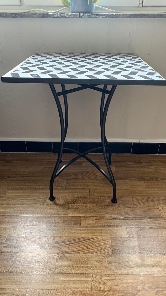 Tafel 60 x 60 blad zwart-wit mozaïek schuin, Ophalen, Overige materialen, Gebruikt, Vierkant