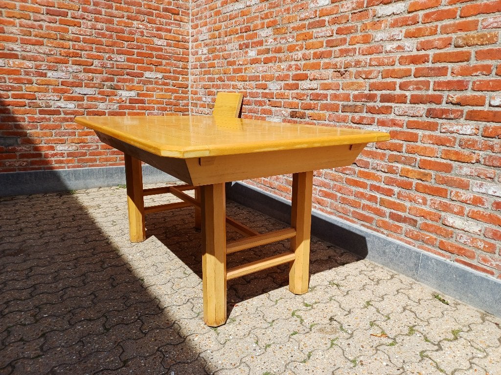 Table à manger en hêtre massif — 1m60 x 1m + 2 rallonges, Enlèvement, Utilisé, 50 à 100 cm, Rectangulaire