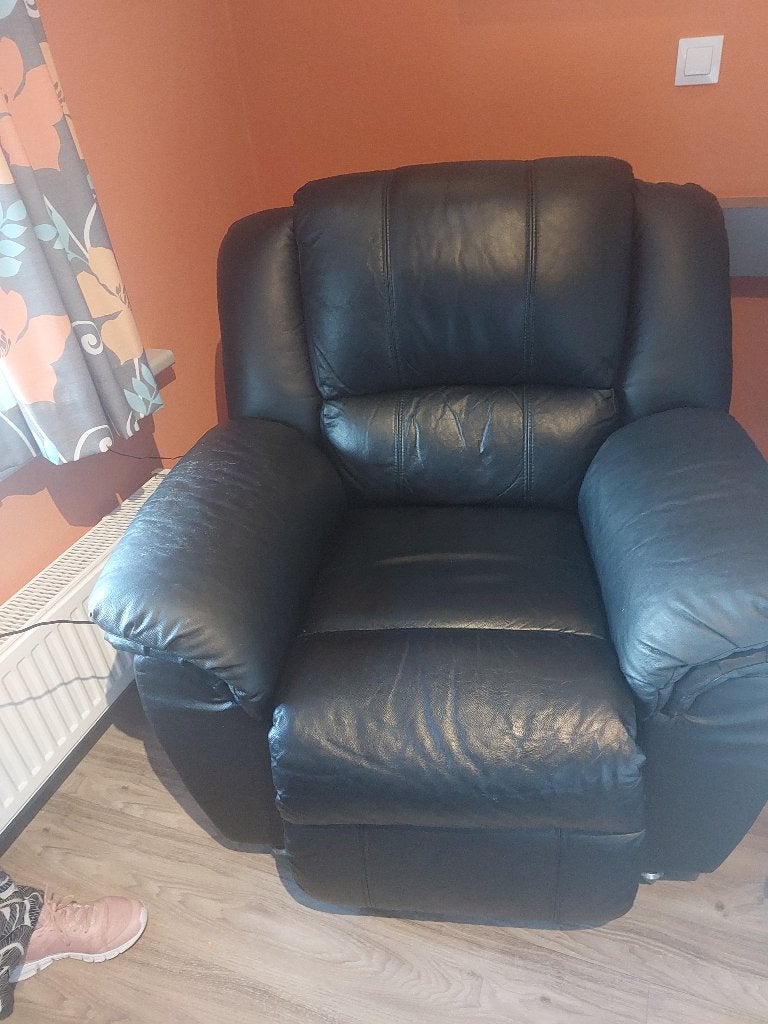 relaxzetel, Huis en Inrichting, Fauteuils, Ophalen, Zo goed als nieuw, Leer, 75 tot 100 cm